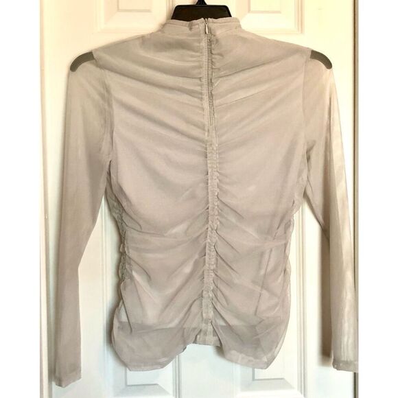 DKNY - NWT - 🎉HP🎉 L Sz XS BodyCon Ruched All-Over-Mesh Long Sleeve Funnel Neck - Picture 8 of 13